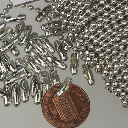 Rhodium Chain Ball Bulk Chain, 12 ft. of ROUND BALL chain Necklace Wholesale Chain - 2.4mm ball size - w/ FREE 10 pcs Connectors (Insert)