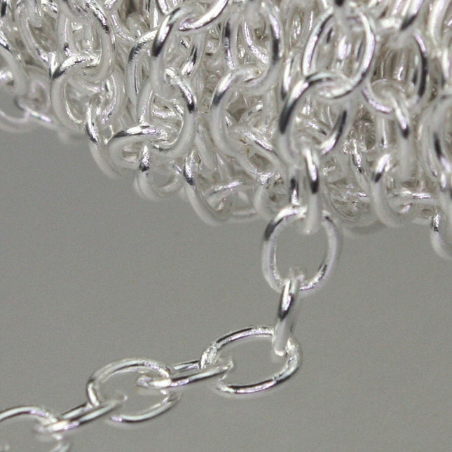 10 ft. of Sterling Silver Plated SOLDERED Thick Big Cable Chain - 4x5mm 21G Thickness Wire SOLDERED Link