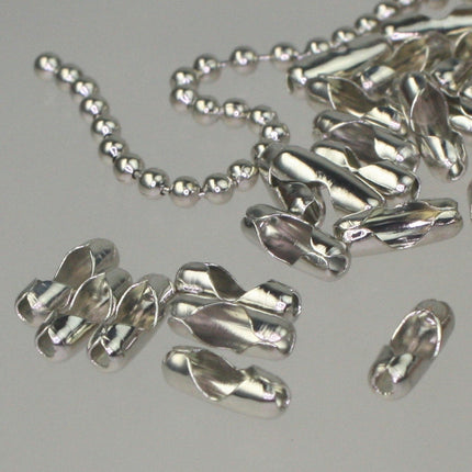 Rhodium Chain Ball Bulk Chain, 12 ft. of ROUND BALL chain Necklace Wholesale Chain - 2.4mm ball size - w/ FREE 10 pcs Connectors (Insert)