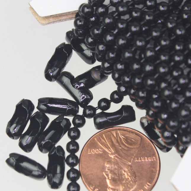 32 ft spool of Black Finished BIG ball chain - 3.2mm with 10 connector(Insert) - 32BALL