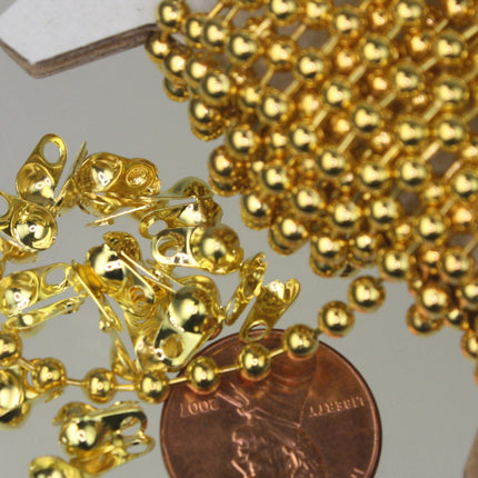 10 ft spool of Gold plated BIG ball chain - 3.2mm with 5 connector(Crimp) - 32BALL