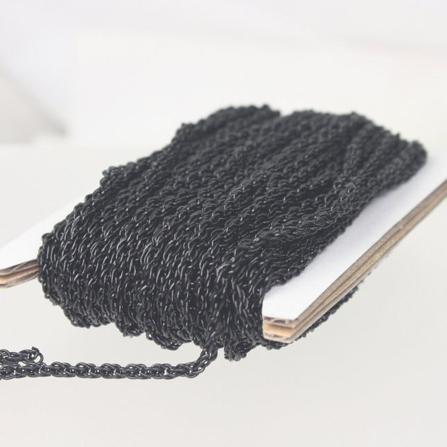 NEW new 100 ft of Black Finished Fashion Rope Chain - 3.9x3.0mm Link - Chain Thickness 2.7mm