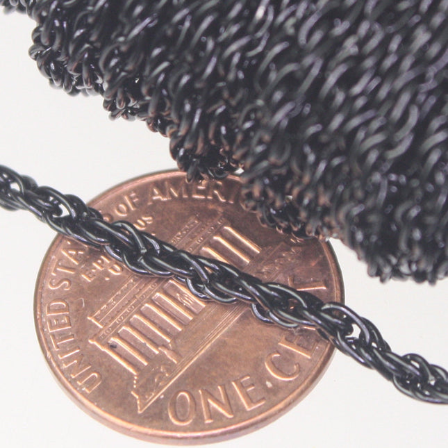 NEW new 100 ft of Black Finished Fashion Rope Chain - 3.9x3.0mm Link - Chain Thickness 2.7mm
