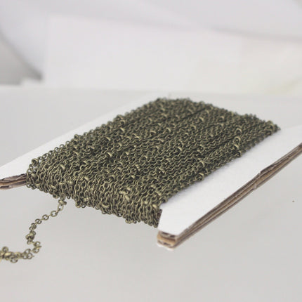 NEW New 32 ft spool of Antique Brass Finished over brass Flat Tiny Satellite BALL Chain - 2.4x1.7mm SOLDERED link - 2417SAT