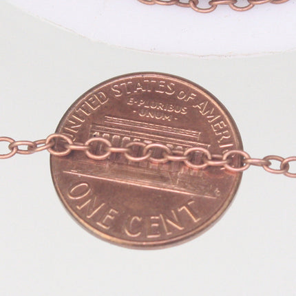 100 ft of Antique Copper (red copper) Plated Round SOLDERED Cable Chain - 2.6x2.1mm SOLDERED Link - 2621S