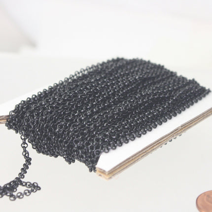 Black Rolo Chain bulk, 32 ft of Rolo Cable Chain 2.5mm - Unsoldered Links -  Wholesale Bulk Jewerly Chain - 25ROLO