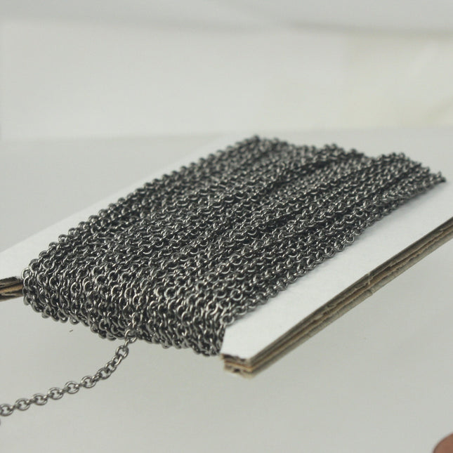 3 Ft Gunmetal Round SOLDERED Cable Chain - 2.6x2.1mm SOLDERED Link - 2621S