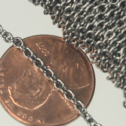 3 Ft Gunmetal Round SOLDERED Cable Chain - 2.6x2.1mm SOLDERED Link - 2621S