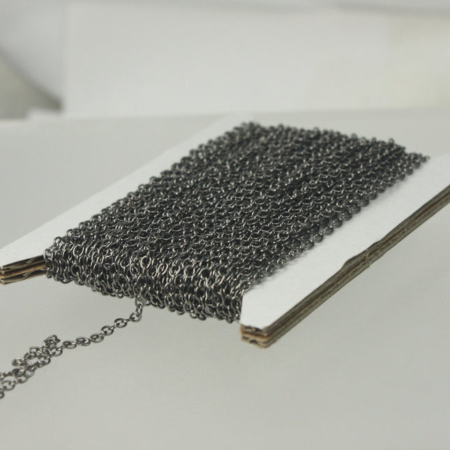 Gunmetal Chain bulk Chain, 100 ft of Round Soldered Chain Cable Chain - 2x2.5mm SOLDERED link - Necklace Wholesale chain - 225S