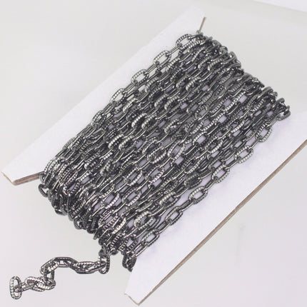 32 ft. of Gunmetal Textured Oval Round Cable Chain - 7.2x4.2mm Unsoldered Link - 7242TX