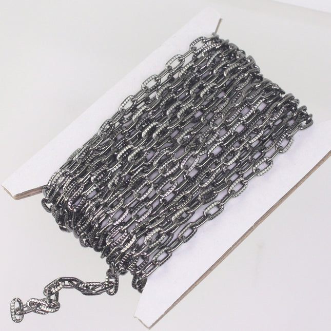 32 ft. of Gunmetal Textured Oval Round Cable Chain - 7.2x4.2mm Unsoldered Link - 7242TX