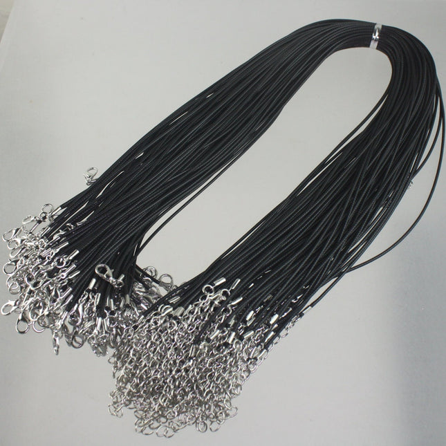 1/5/10/25/50/100pcs 1.5mm/2.0mm 18-20 inch adjustable compressed HIGH quality cotton quality necklace cord - BLACK