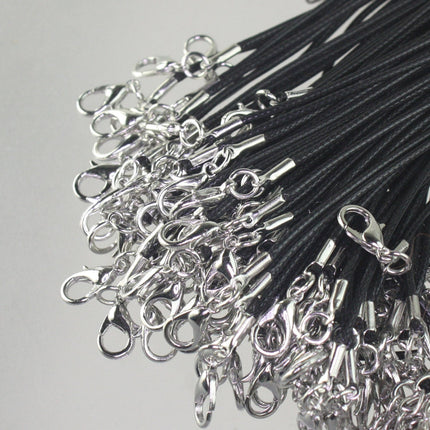 1/5/10/25/50/100pcs 1.5mm/2.0mm 18-20 inch adjustable compressed HIGH quality cotton quality necklace cord - BLACK