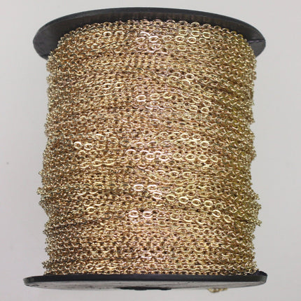 Sample Lot 3 feet Champagne Gold Plated Chain - 2x3mm Unsoldered Link, Flat Cable chain