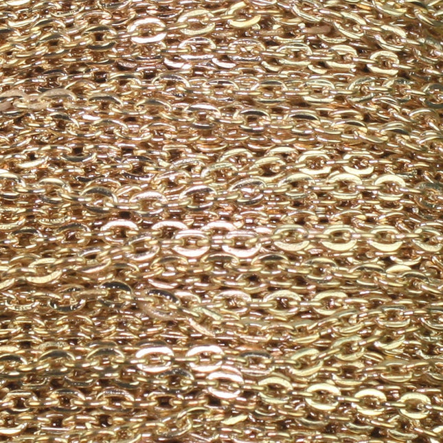 Sample Lot 3 feet Champagne Gold Plated Chain - 2x3mm Unsoldered Link, Flat Cable chain