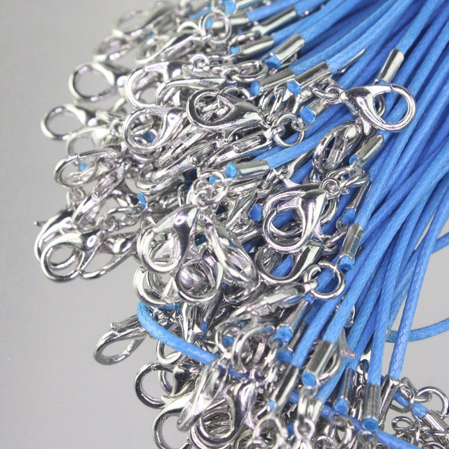 1/5/10/25/50/100pcs 1.5mm/2.0mm 18-20 inch adjustable compressed HIGH quality cotton quality necklace cord - BLUE