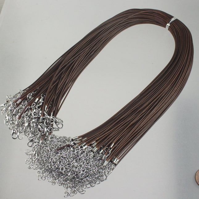 1/5/10/20/50/100pcs 1.5mm/2.0mm 18-20 inch adjustable compressed HIGH quality cotton quality necklace cord - COFFEE