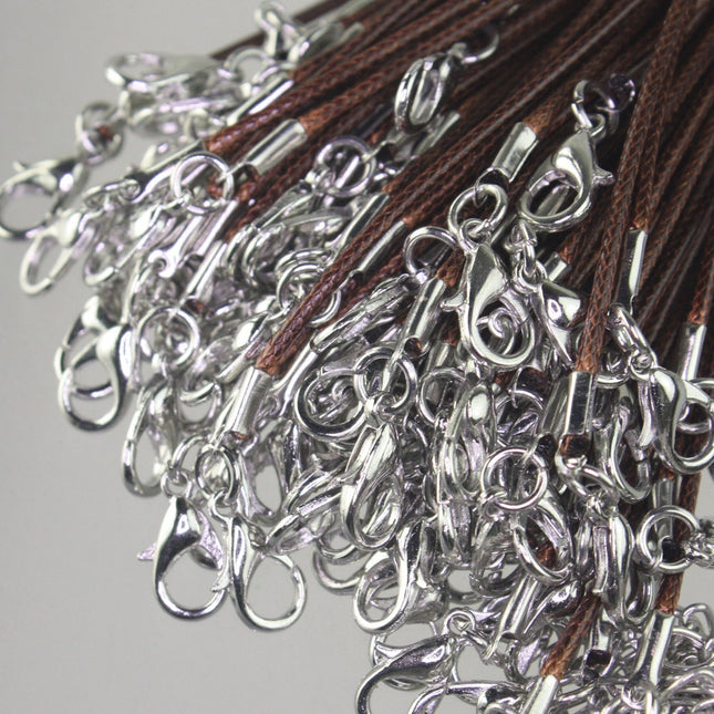 100 Coffee Necklace Cord 1.5mm 18-20 inch adjustable COFFEE Color compressed cotton HIGH quality cord necklace - Ship from USA