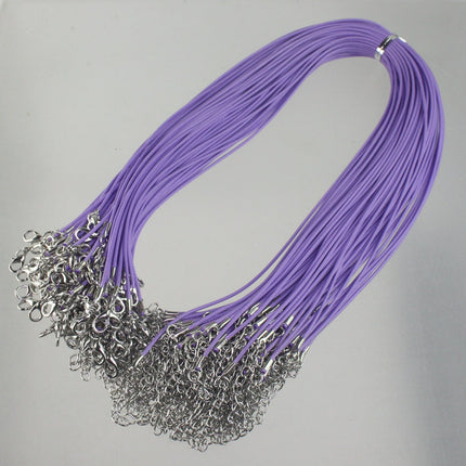 100 Light Purple bulk, Necklace Cord 1.5mm 18-20 inch adjustable Light Purple compressed cotton HIGH quality cord necklace - Ship from USA