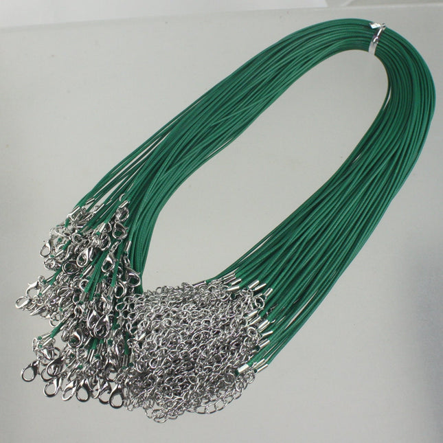 100 Green Necklace Cord 1.5mm 18-20 inch adjustable GREEN compressed cotton HIGH quality cord necklace - Ship from USA