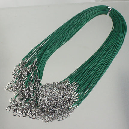 1/5/10/25/50/100pcs 1.5mm/2.0mm 18-20 inch adjustable compressed HIGH quality cotton quality necklace cord - GREEN