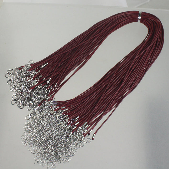 100 burgundy Cord bulk,  1.5mm 18-20 inch adjustable BURGUNDY compressed cotton HIGH quality cord necklace - Ship from USA