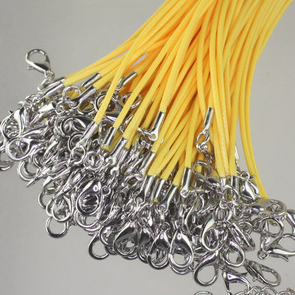 1/5/10/25/50/100pcs 1.5mm/2.0mm 18-20 inch adjustable compressed HIGH quality cotton quality necklace cord - YELLOW