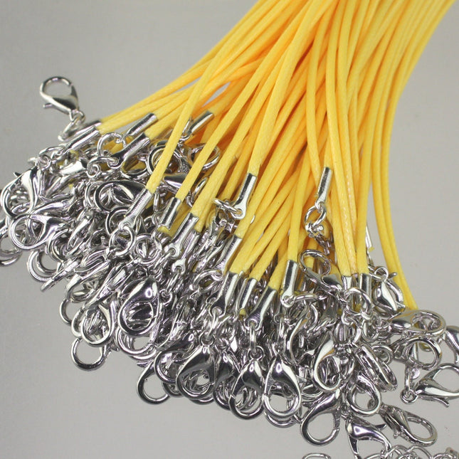 1/5/10/25/50/100pcs 1.5mm/2.0mm 18-20 inch adjustable compressed HIGH quality cotton quality necklace cord - YELLOW