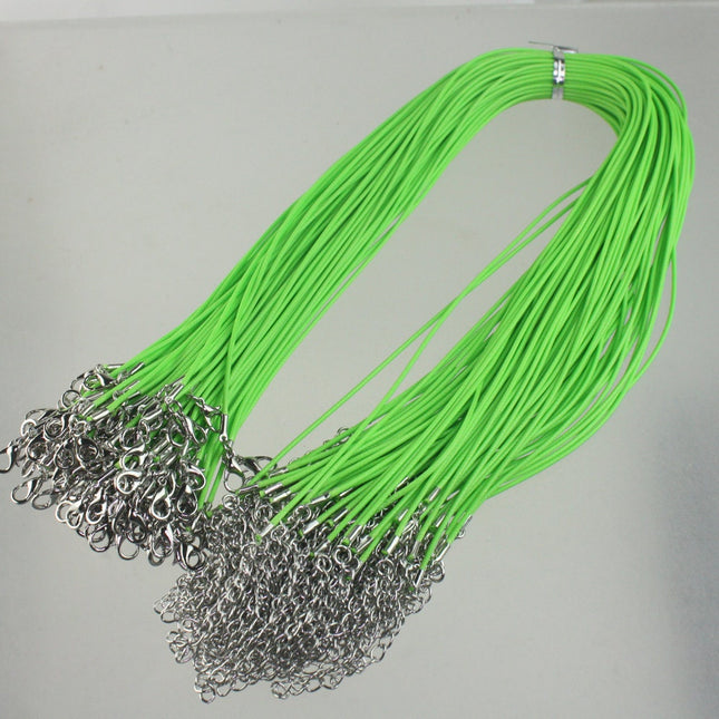 1/5/10/25/50/100pcs 1.5mm/2.0mm 18-20 inch adjustable compressed HIGH quality cotton quality necklace cord - Light Green