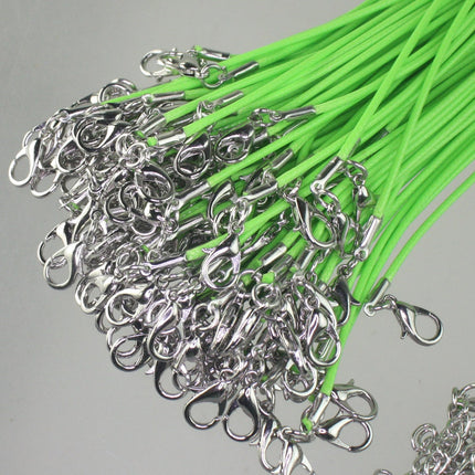 100 Light Green Necklace Cord bulk, 1.5mm 18-20 inch adjustable L GREEN compressed cotton HIGH quality cord necklace - Ship from USA