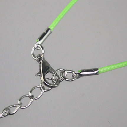 100 Light Green Necklace Cord bulk, 1.5mm 18-20 inch adjustable L GREEN compressed cotton HIGH quality cord necklace - Ship from USA