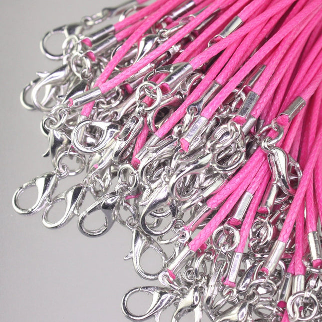 1/5/10/25/50/100pcs 1.5mm/2.0mm 18-20 inch adjustable compressed HIGH quality cotton quality necklace cord - PINK