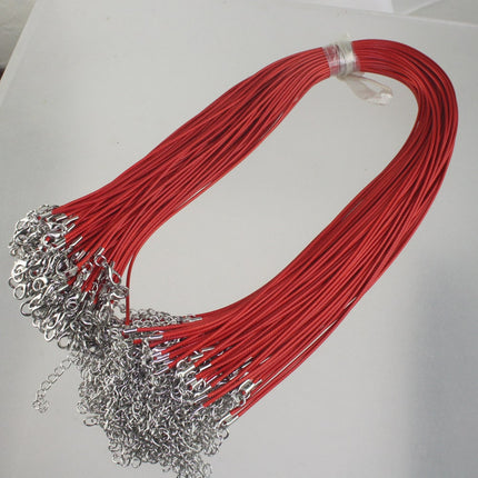100 Red Necklace Cord bulk, 1.5mm 18-20 inch adjustable RED compressed cotton HIGH quality cord necklace