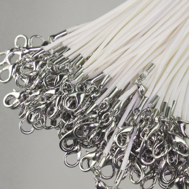 1/5/10/25/50/100pcs 1.5mm/2.0mm 18-20 inch adjustable compressed HIGH quality cotton quality necklace cord - WHITE