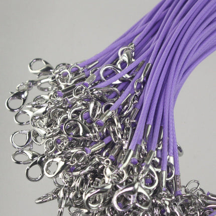 1/5/10/25/50/100pcs 1.5mm/2.0mm 18-20 inch adjustable compressed HIGH quality cotton quality necklace cord - Light Purple