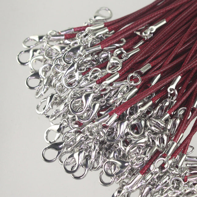 100 burgundy Cord bulk,  1.5mm 18-20 inch adjustable BURGUNDY compressed cotton HIGH quality cord necklace - Ship from USA