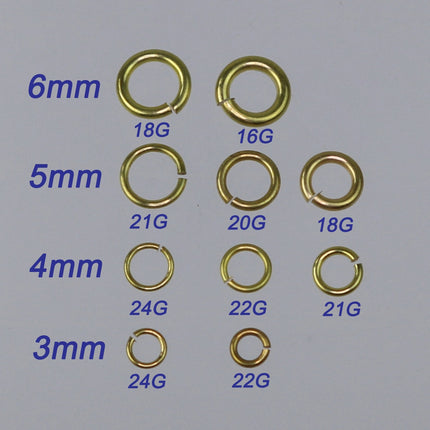 100 RAW Brass Bronze Jump Rings Jumprings - 6mm 20G (0.8mm) 20 Gauge - Clean Edge Cut Saw Cut Jumprings