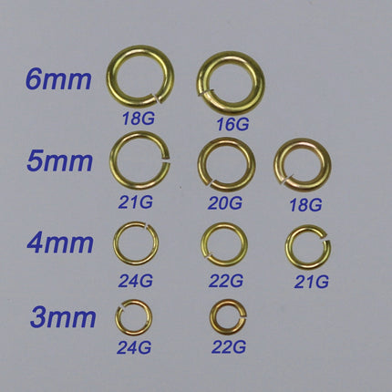 250 RAW Brass Bronze Jump Rings Jumprings - 5mm 18 Gauge 18G (1.0mm) - Clean Edge Cut Saw Cut Jumprings