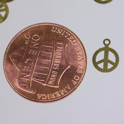 100 raw Bronze PEACE sign Charm Dangle - 6mm Antique brass Earring Bracelet Necklace