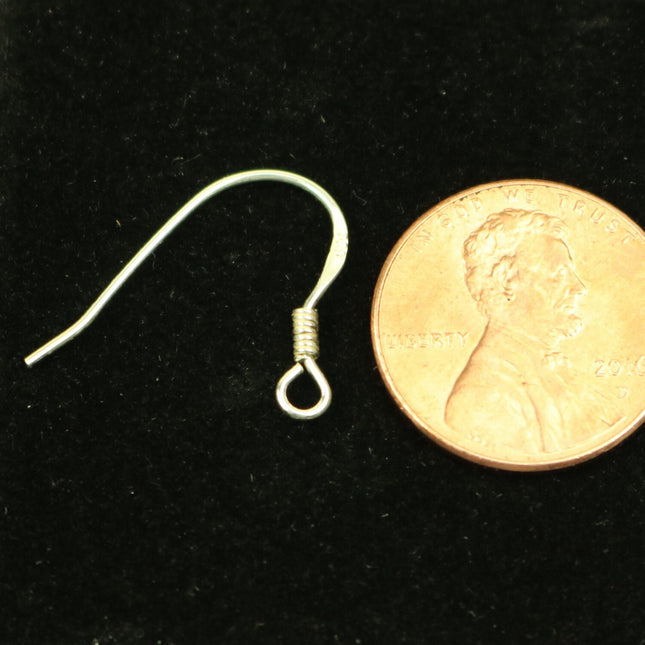 10 Sterling SILVER French Hook Ear Wires Earrings Earwires - 17x19mm 21Gauge 0.7mm Wire - 5 Pair Fish hook ear wire - ss746