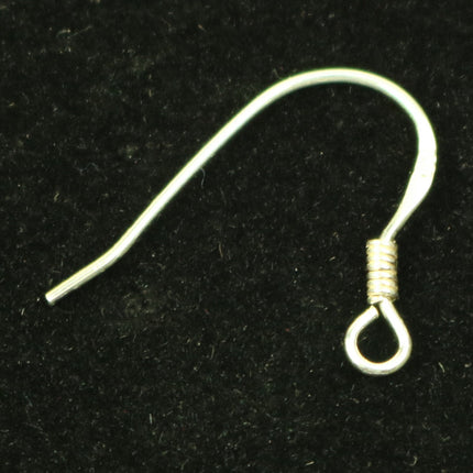 10 Sterling SILVER French Hook Ear Wires Earrings Earwires - 17x19mm 21Gauge 0.7mm Wire - 5 Pair Fish hook ear wire - ss746