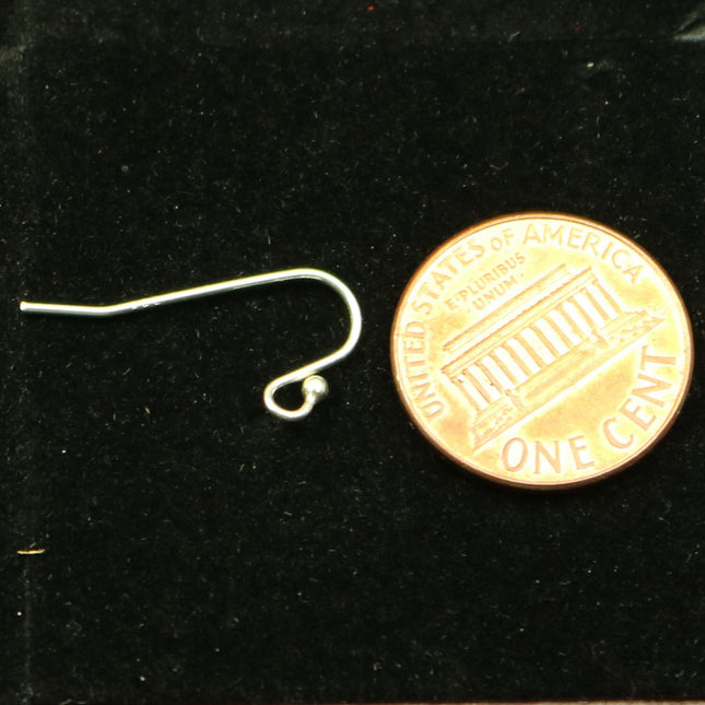 10 Sterling SILVER Ear Wires Earrings hooks Earwires with Ball - 10x22mm 21Gauge 0.7mm Wire - 5 Pair Fish hook ear wire - ss744