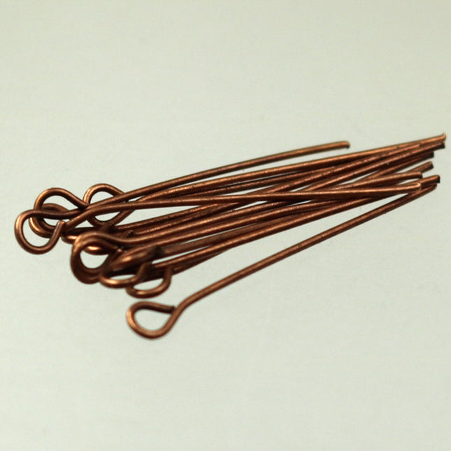 Bulk Package 1000 Pcs Antiqued Copper Eyepins Eye Pins Headpins - 1 inch (25mm) 22 Gauge 22G - 9PIN-22G-25