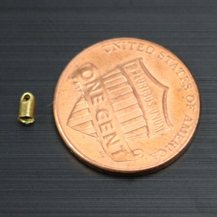 100 raw Brass End Cap - for 1.5mm Cord / Chain - 4mm Length - Cord Tip End, raw brass ribbon end, raw brass ends cap
