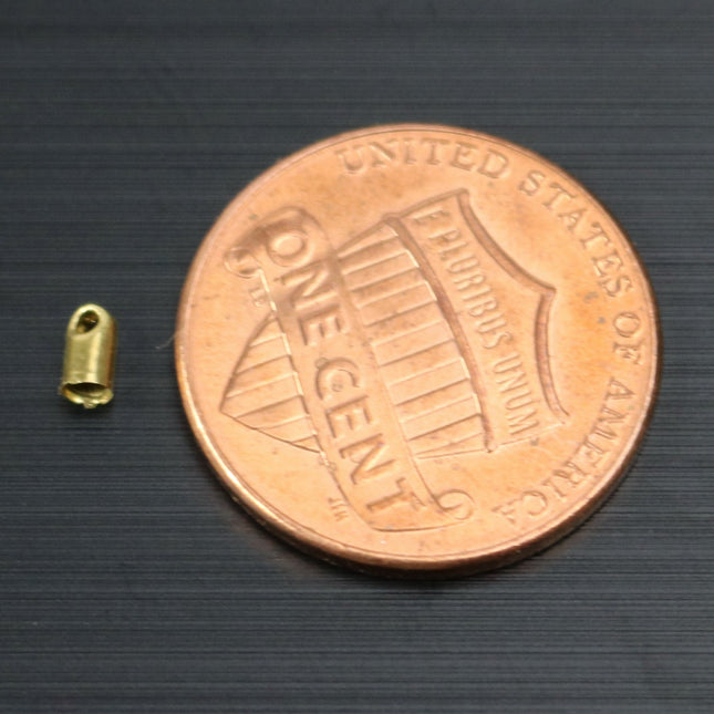 100 raw Brass End Cap - for 1.5mm Cord / Chain - 4mm Length - Cord Tip End, raw brass ribbon end, raw brass ends cap