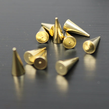 10 Raw Brass Spike - 4x8mm , Conical Spike , Spike Beads , Geometric Beads, Solid Brass