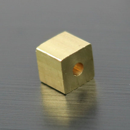 10 Raw Brass Square Cube Beads, End Caps - 5x5 mm 1.5mm Hole -  Solid Brass