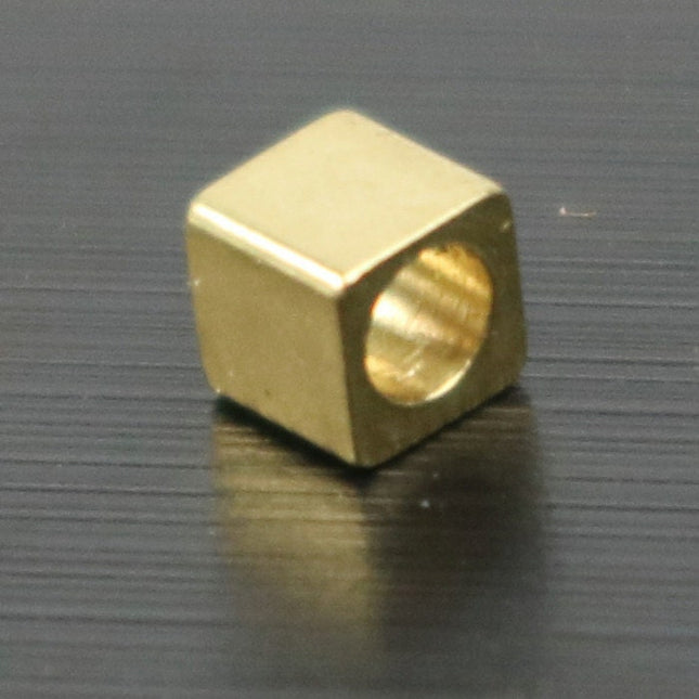 100 Raw Brass Square Cube Beads, End Caps - 2.5x2.5 mm 1.5mm Hole -  Solid Brass