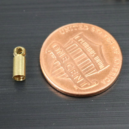 50 raw Brass End Cap - for 2.5mm Cord / Chain - 8mm Length - Cord Tip End, raw brass ribbon end, raw brass ends cap