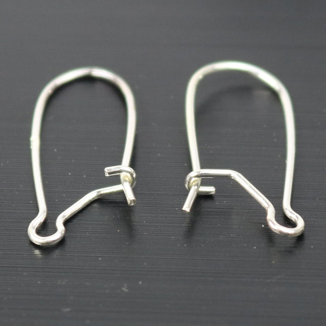 10 Sterling SILVER Kidney Ear Wires Earrings hooks Earwires - 21x10mm 21Gauge 0.7mm Wire - 5 Pair Fish hook ear wire - ss776